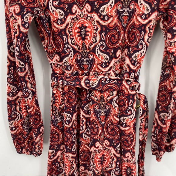 Maeve Anthropologie Belted Paisley Red Dress XS - Picture 6 of 12